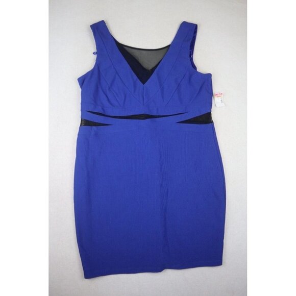 WOMEN'S BLUE BODYCON SHEATH PARTY DRESS MESH CUT-OUTS - DEB - SIZE 24W - - Picture 2 of 6